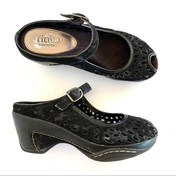 Rialto Shoes Rialto Black Cut Out Peep Toe Mary Jane Mules Poshmark